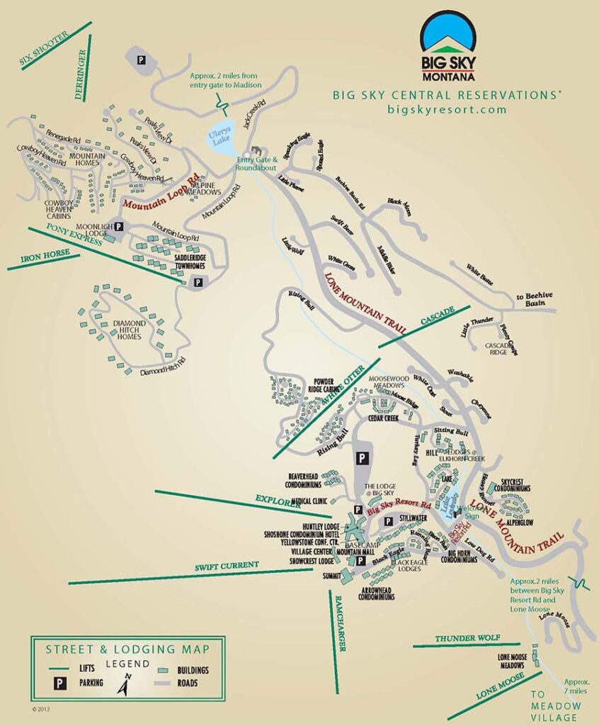 Big Sky Mountain Village Streets Map