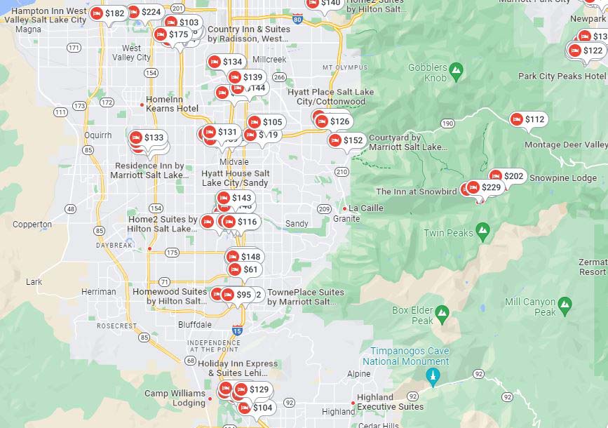 Google Lodging Results near Alta