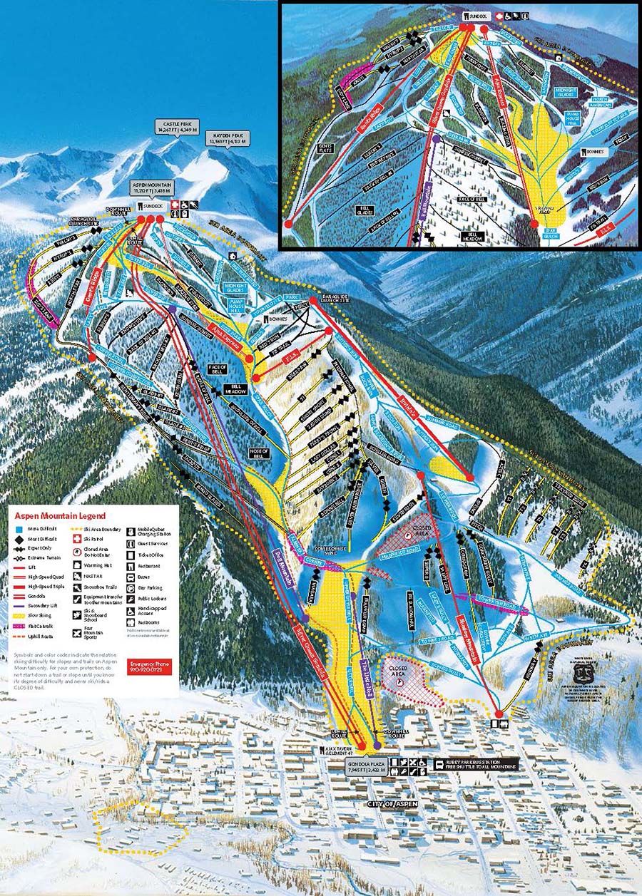 aspen-mountain-map – 11 U.S. West Mountain Collective Ski Resorts