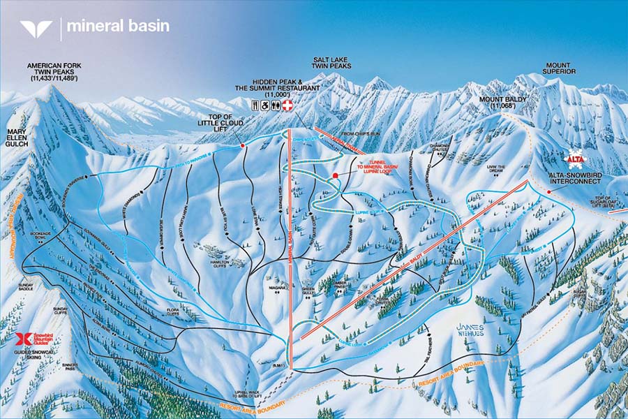 Snowbird Mineral Basin Winter Trail Map